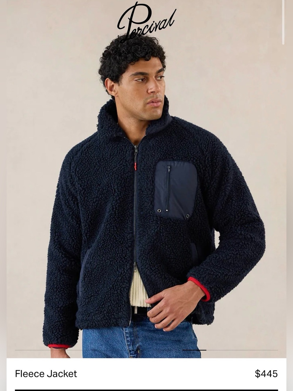 NWT $445 Percival Navy Wool Fleece Jacket Small